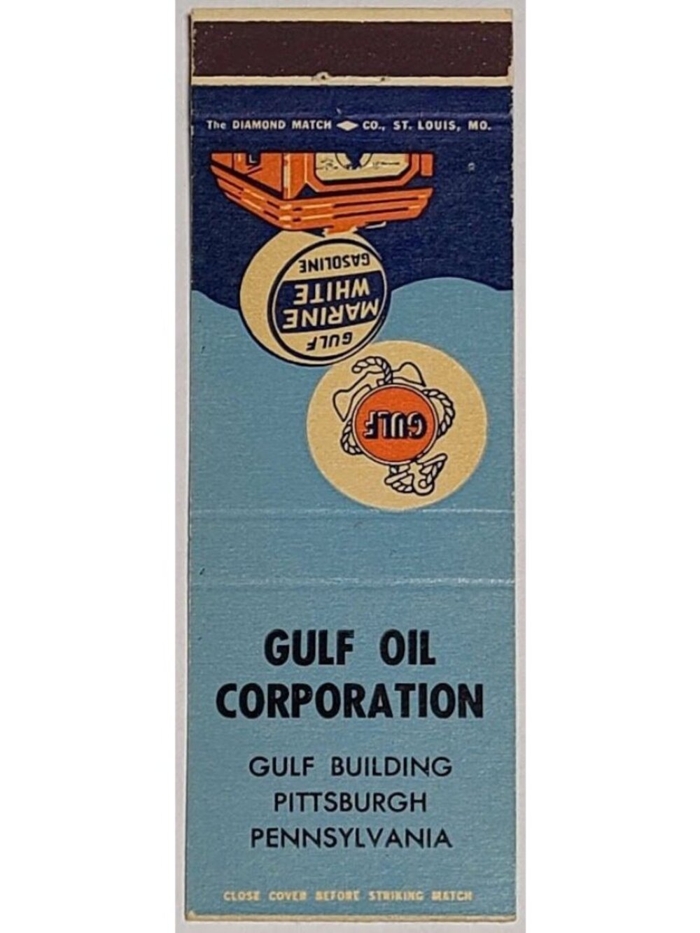 Vintage Matchbook Cover Gulf Oil Corporation Pittsburgh Pennsylvania